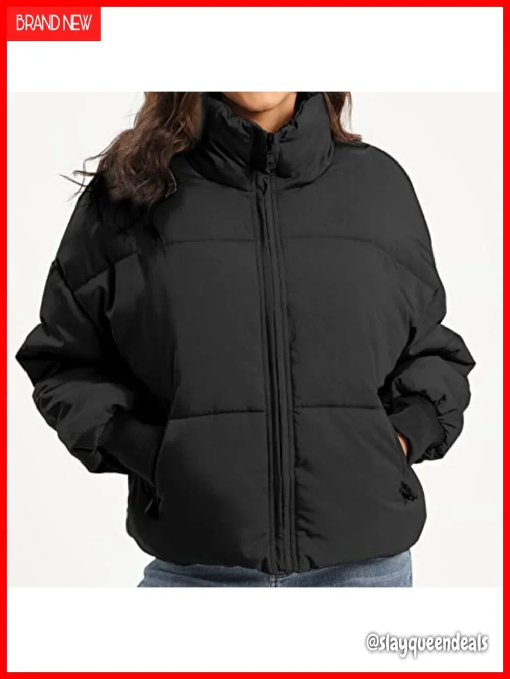 Cropped Lightweight Quilted Down Puffer Jacket Oversized without Hood